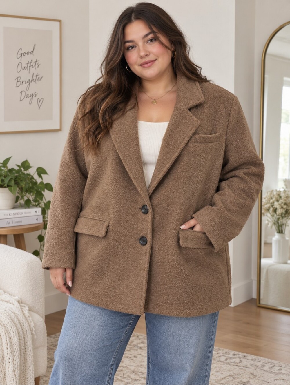 Universal Thread women’s teddy-texture blazer warm camel brown NWT size XXL